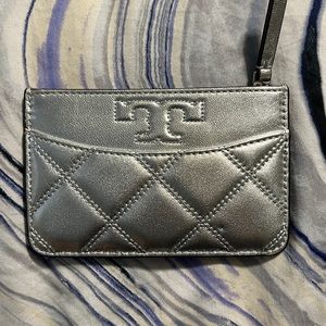 Tory Burch Quilted Silver Wallet